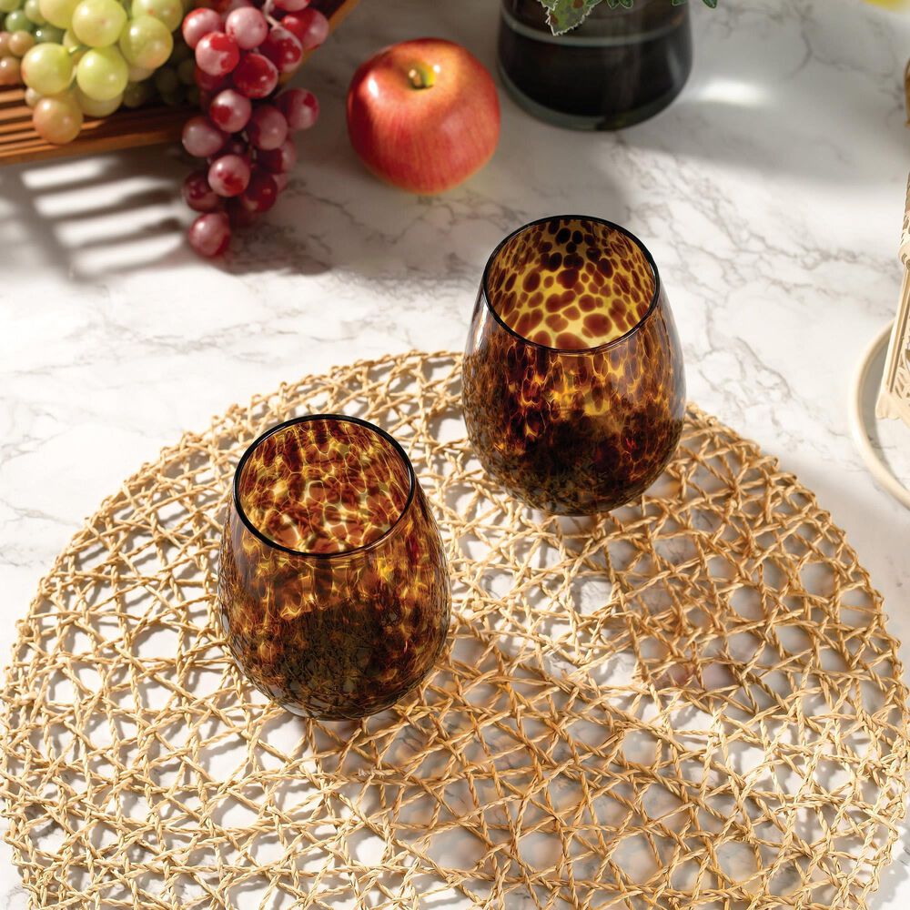 Gifts Plus 16.91 Oz Stemless Wine in Tortoise (Set of 4), , large