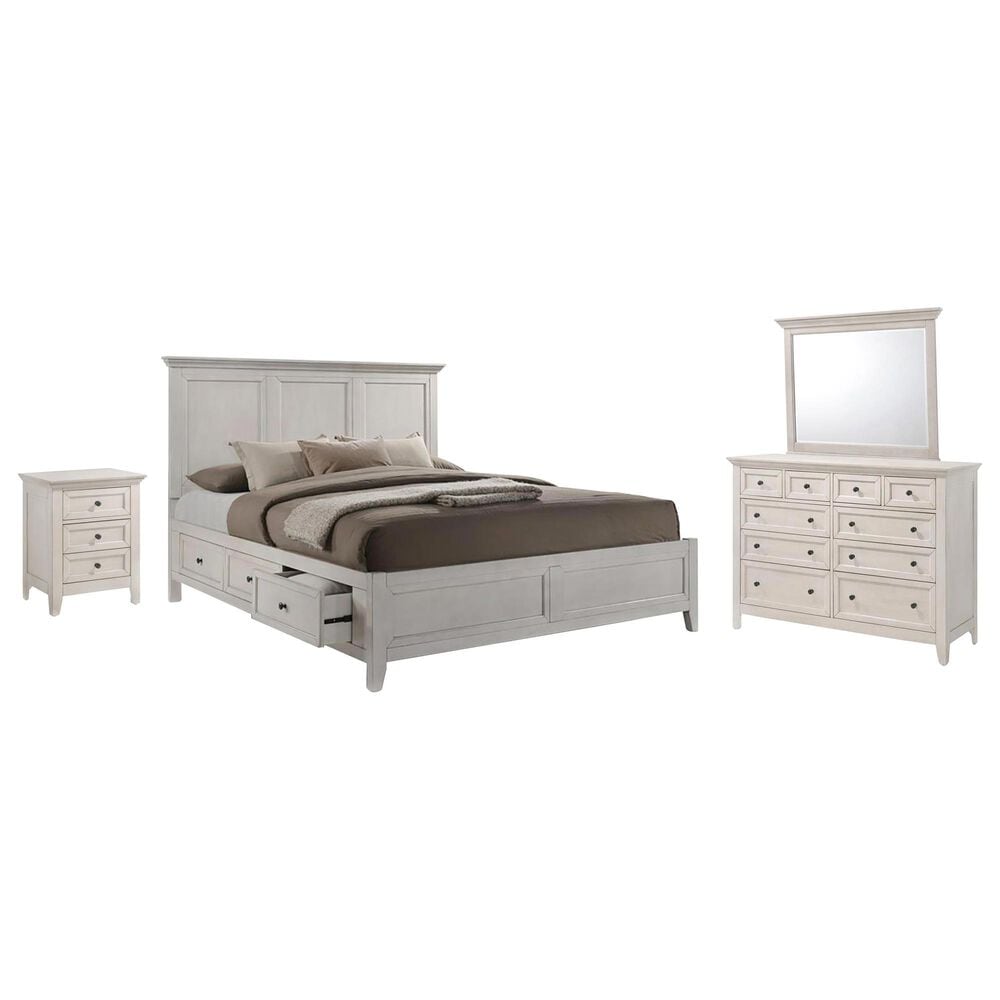 Hawthorne Furniture San Mateo 4-Piece King Storage Bedroom Set in Rustic White, , large