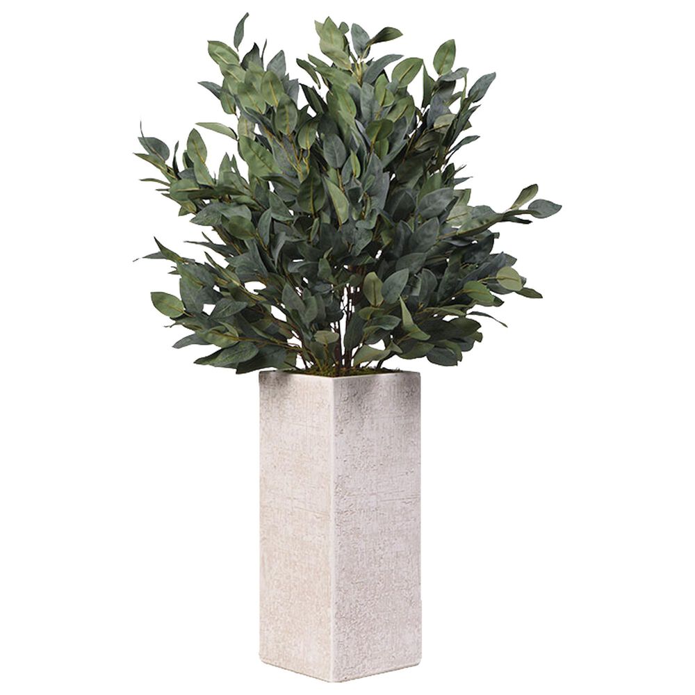DandW Silks Eucalyptus Tall Square Planter in White, , large