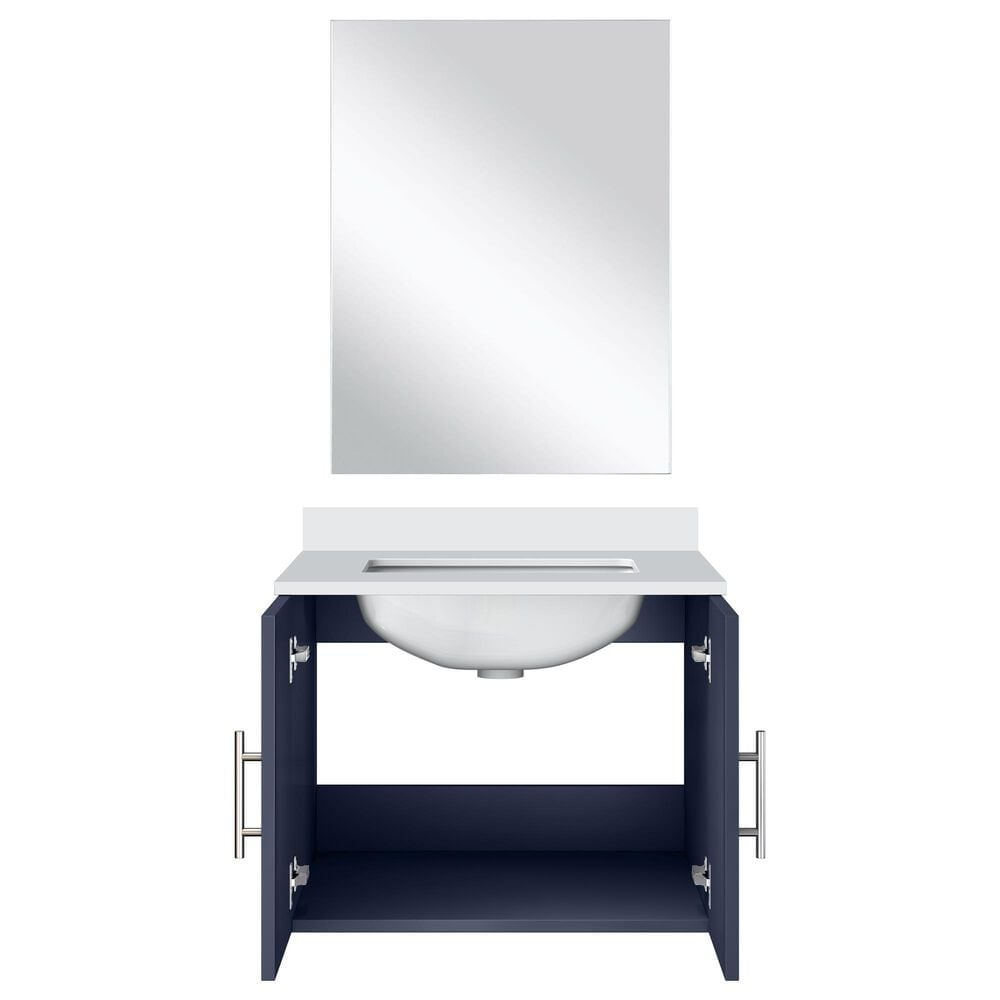 Lexora Home Geneva 24&quot; Single Bathroom Vanity in Glossy White with 2 cm White Cultured Marble Top, Rectangular Sink and 18&quot; Mirror, , large