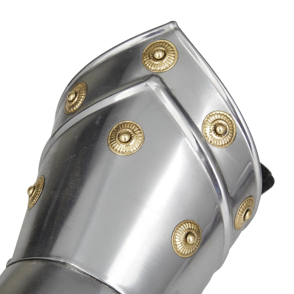 Maple and Jade 2-Piece Replica Medieval Decorative Armor Gloves Set in Polished Silver and Gold, , large