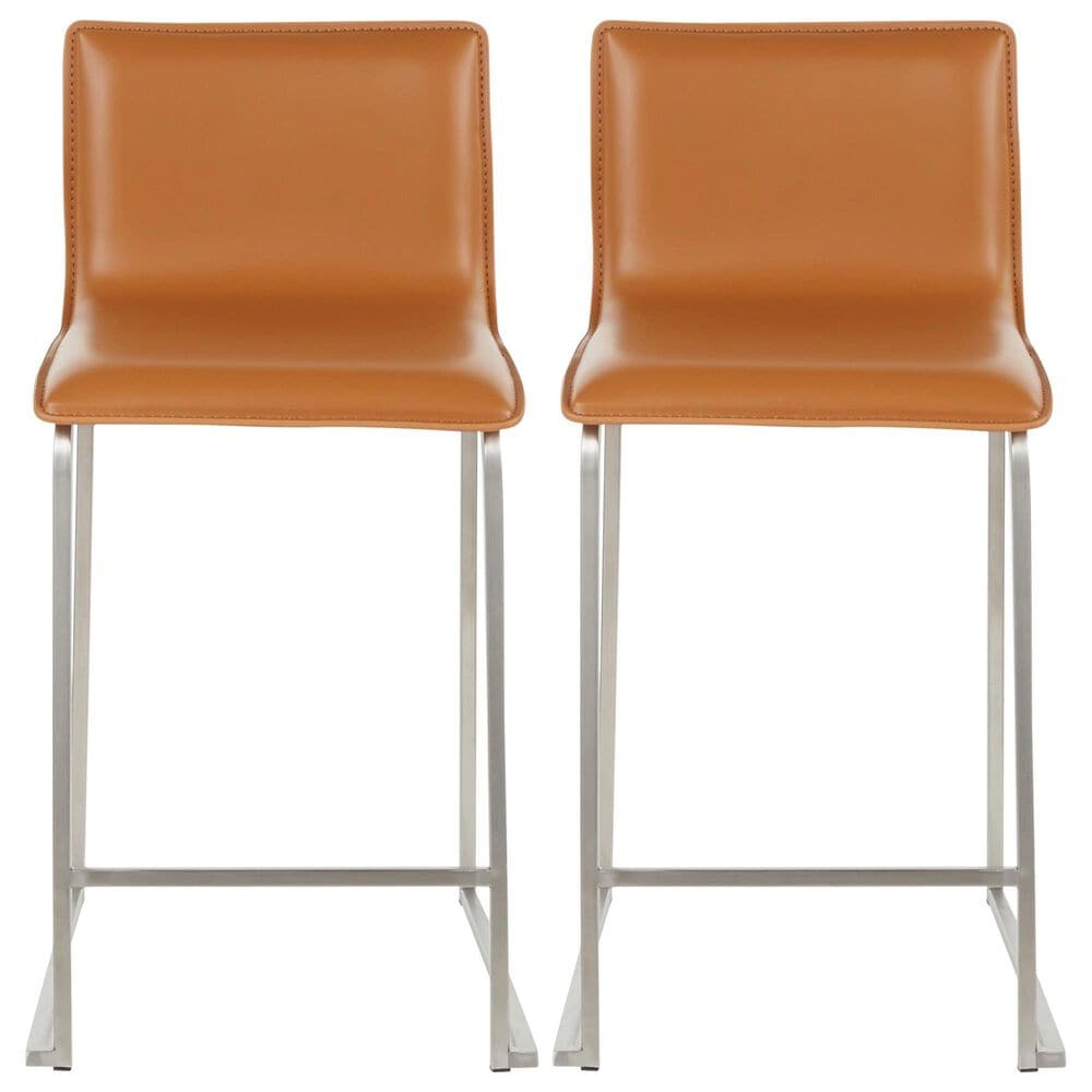 Lumisource Mara Counter Stool with Camel Cushion in Stainless Steel &#40;Set of 2&#41;, , large