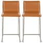 Lumisource Mara Counter Stool with Camel Cushion in Stainless Steel (Set of 2), , large