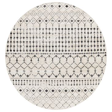 Surya Lavadora 6"7" Round Black, Gray, Light Beige and Cream Area Rug, , large