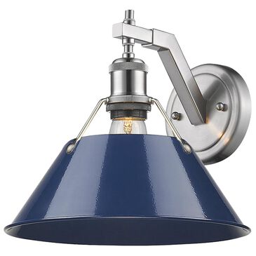Golden Lighting Orwell PW 1-Light Wall Sconce in Pewter with Navy Blue Shade, , large
