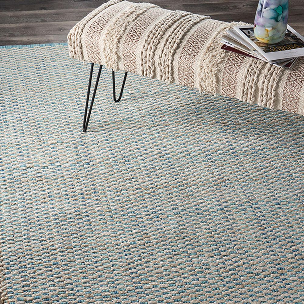 L&amp;R Resources Bleached Naturals Bleach, Blue and Ivory 9' x 12' Area Rug, , large