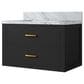 Lexora Home Castor 30" Single Bathroom Vanity in Black with 2 cm White Carrara Marble Top and Rectangular Sink, , large