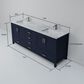 Lexora Home Jacques 72" Double Bathroom Vanity in Navy Blue with 2 cm White Carrara Marble Top and Rectangular Sinks, , large