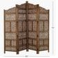 Maple and Jade 4-Panel Foldable Room Divider Screen with Carved Designs in Brown, , large