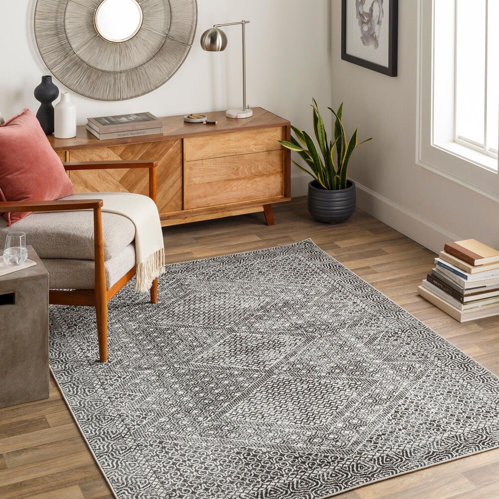 Surya Lavadora  5&#39;3&quot; x 7&#39; Black, Gray and Light Gray Area Rug, , large