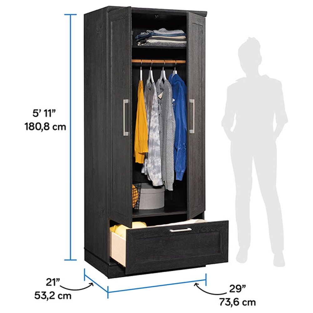 Sauder HomePlus Wardrobe Storage Cabinet in Raven Oak, , large