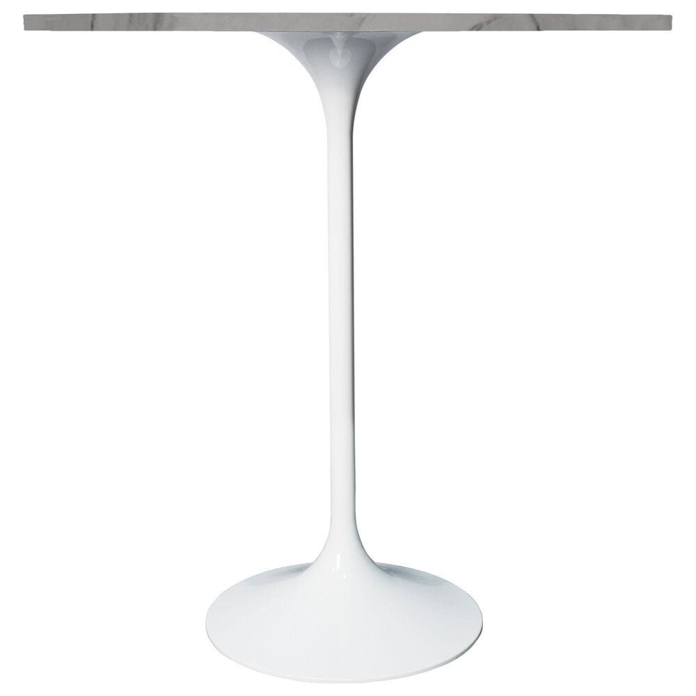 Leisuremod Verve 36&quot; Round Bar Height Dining Table with Sintered Stone Top in White - Table Only, , large