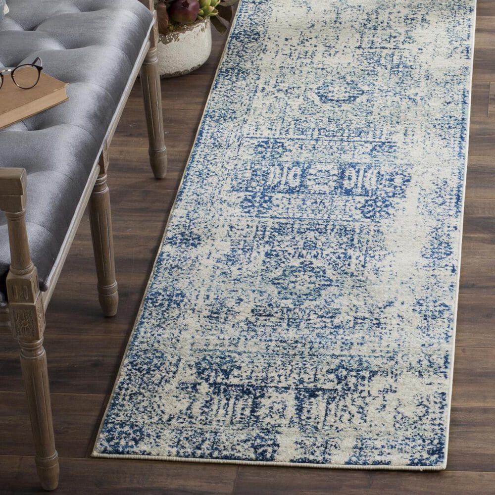 Safavieh Evoke EVK260C 2"2" x 11" Ivory and Blue Runner, , large