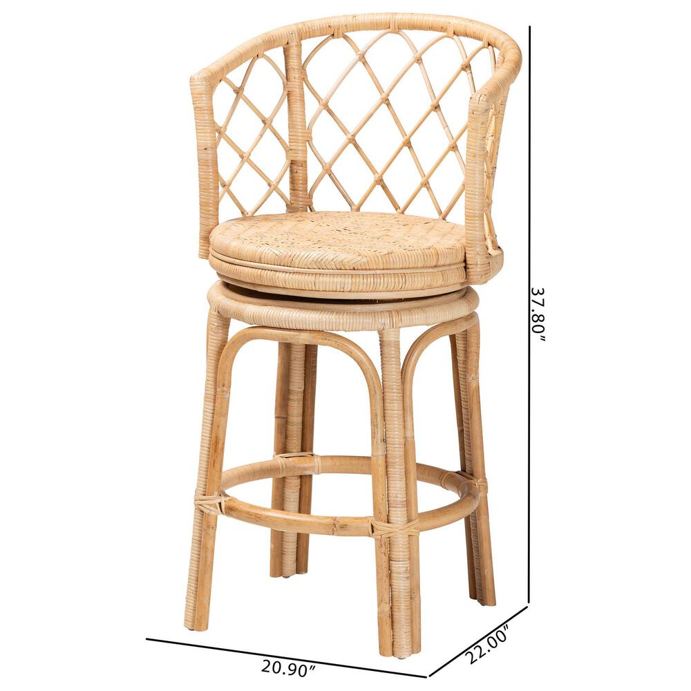 Baxton Studio Ayu Swivel Counter Stool in Light Honey, , large