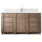 James Martin Vanities Bristol 60" Single Bathroom Vanity in Whitewashed Walnut with Single Hole 3 cm White Zeus Quartz Top and Rectangular Sink, , large