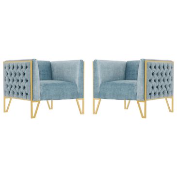 Dayton Vector Accent Chairs in Ocean Blue Velvet (Set of2), , large