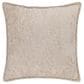 Chanasaya 20" Square Textured Shimmer Throw Pillow in Beige, , large