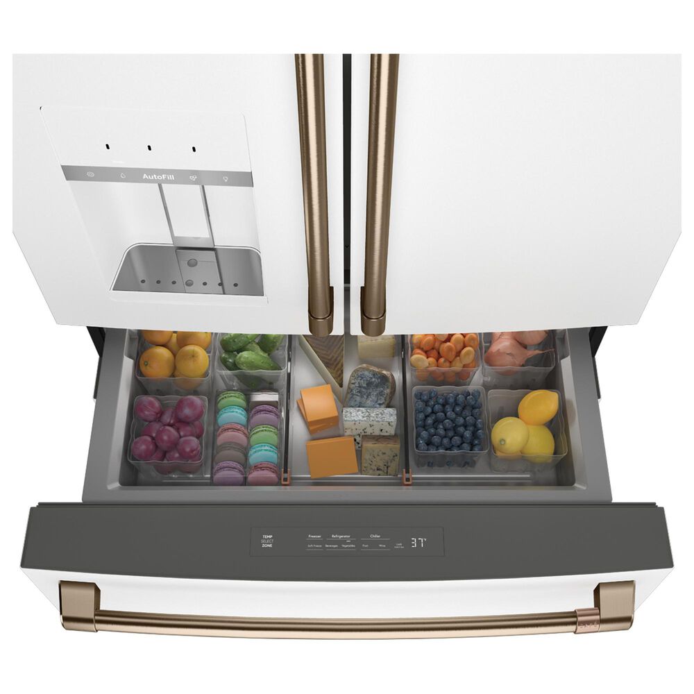 Cafe 27.8 Cu. Ft. Capacity 4-Door Smart French Door Refrigerator in Matte White, , large