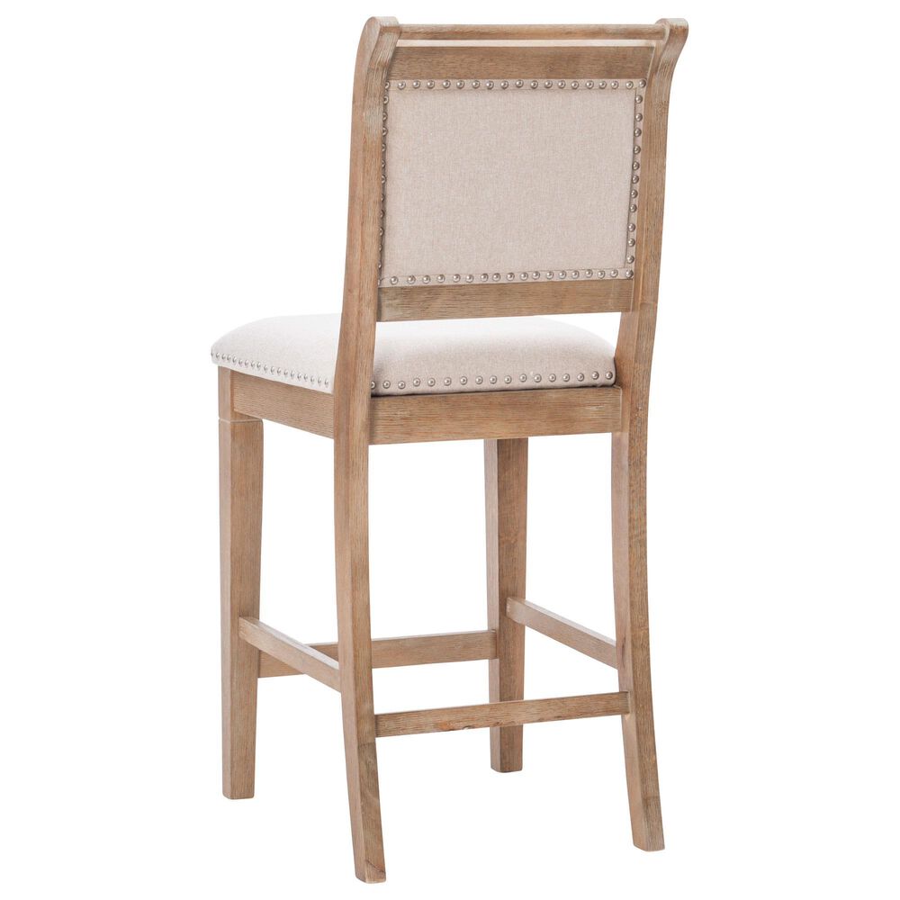 Linon Home Decor Emmy 26" Counter Stool with Natural Cushion in Grey Wash, , large