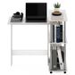 HOMLUX L-Shaped Computer Desk with Open Display Shelves in White Oak and Stainless Steel, , large