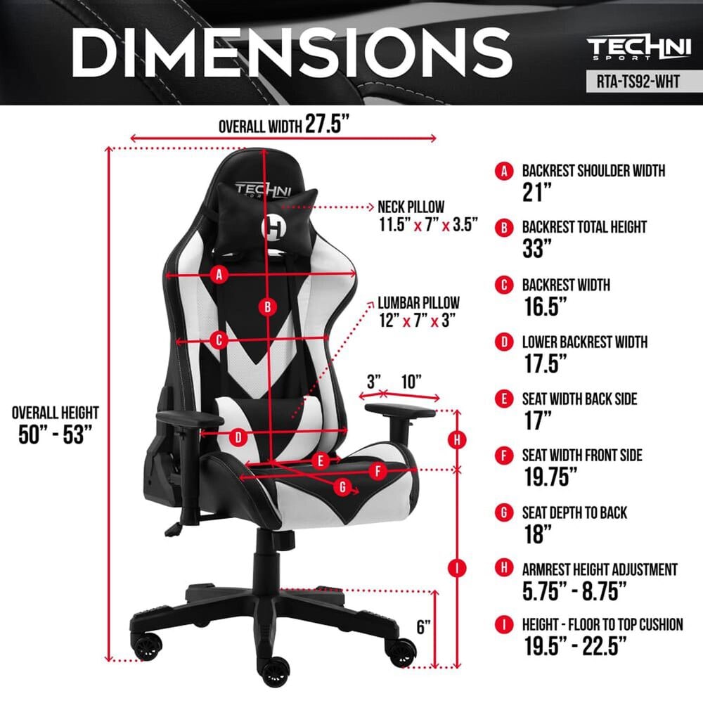 Rta Products Llc ProGamer2 Gaming Chair in White and Black, , large
