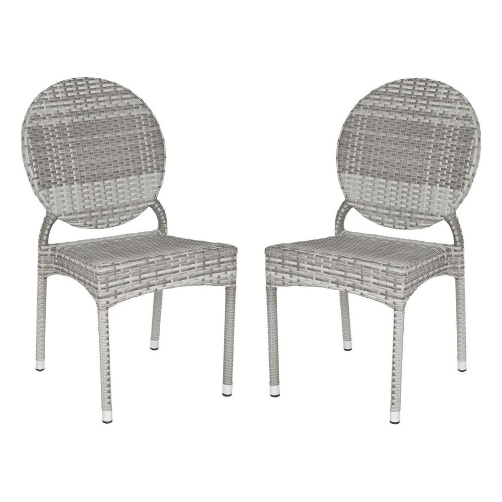 Safavieh Valdez Indoor-Outdoor Stacking Side Chair  in Grey, , large