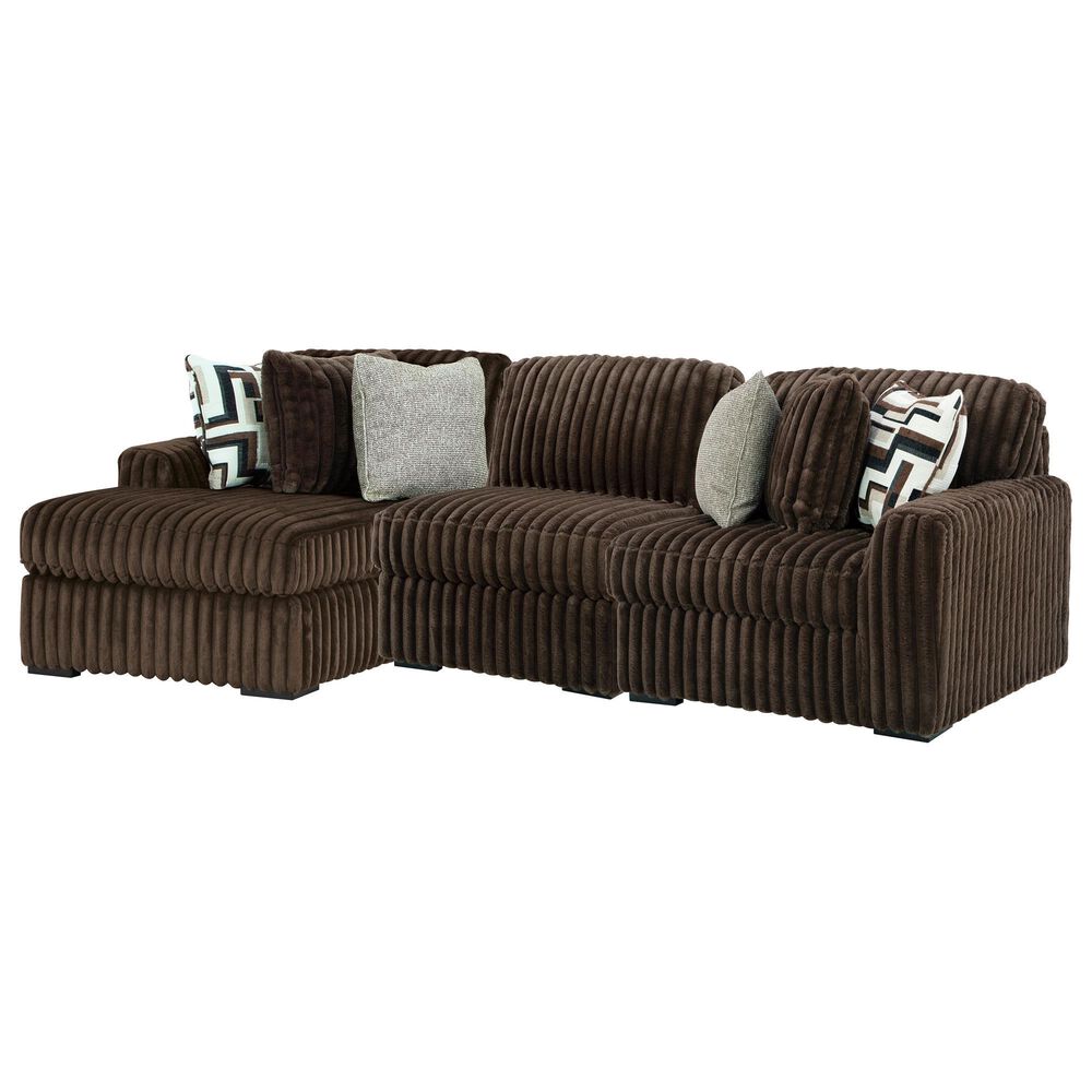 Ashley Midnight-Madness 3-Piece Left Facing Sectional with Chaise in Chocolate, , large