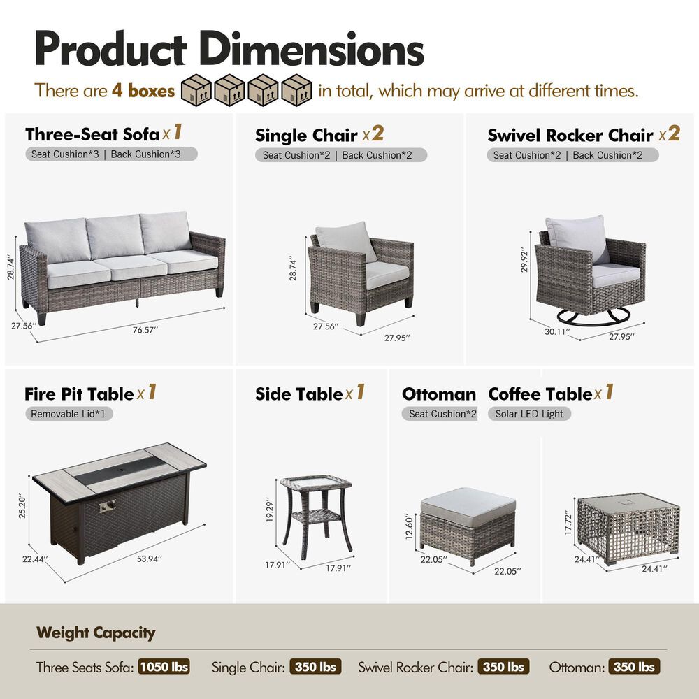 HOMLUX 10-Piece Patio Seating Bundle in Gray, , large