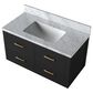 Lexora Home Castor 36" Single Bathroom Vanity in Black with 2 cm White Carrara Marble Top and Rectangular Sink, , large