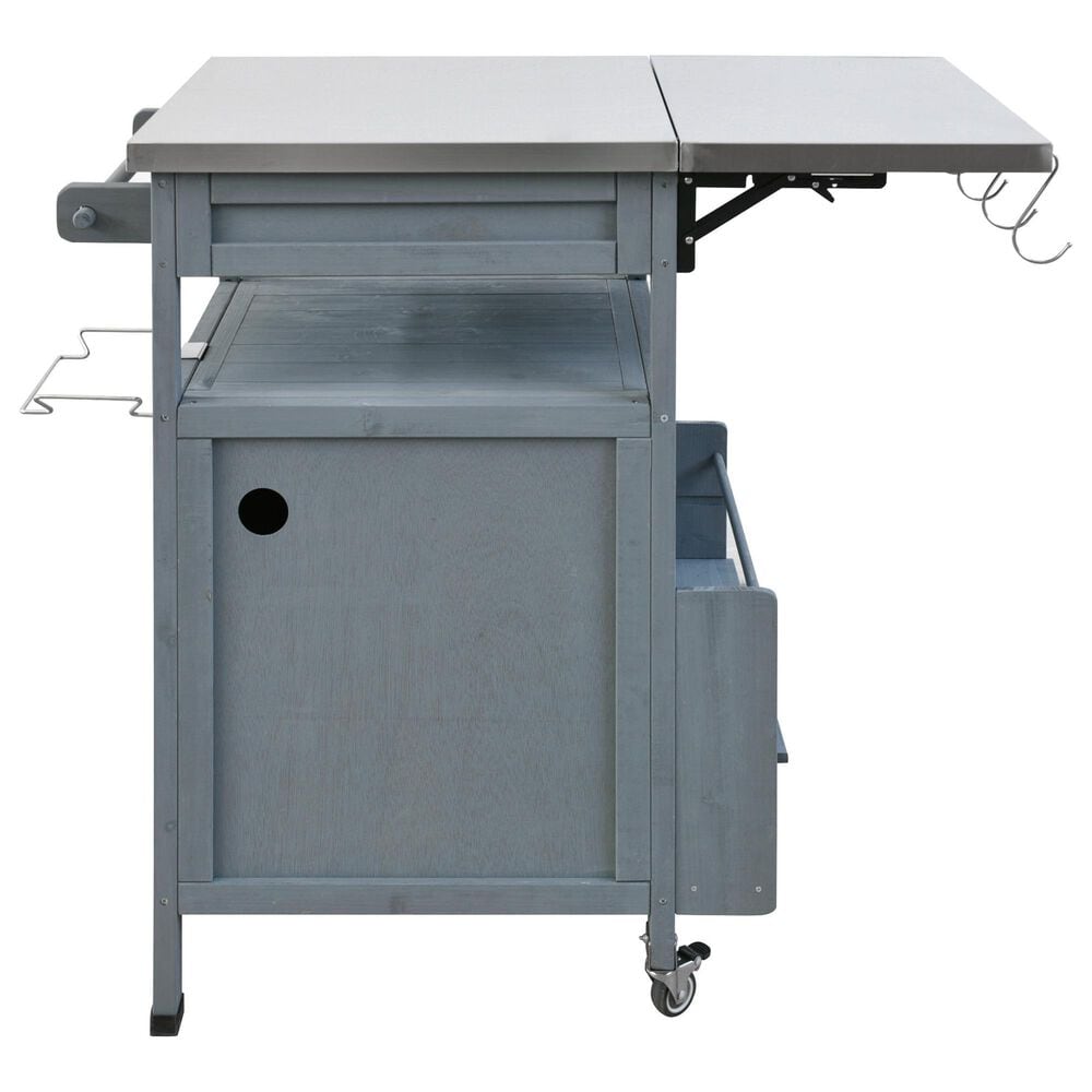 HOMLUX 40.5" Outdoor Kitchen Island with One Drawer in Blue Grey and Stainless Steel, , large