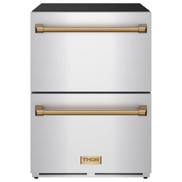 Thor Kitchen Gordon Ramsay 5.4 Cu. Ft. Undercounter Drawer Refrigerator with Bronze Handle Kit in Stainless Steel, , large