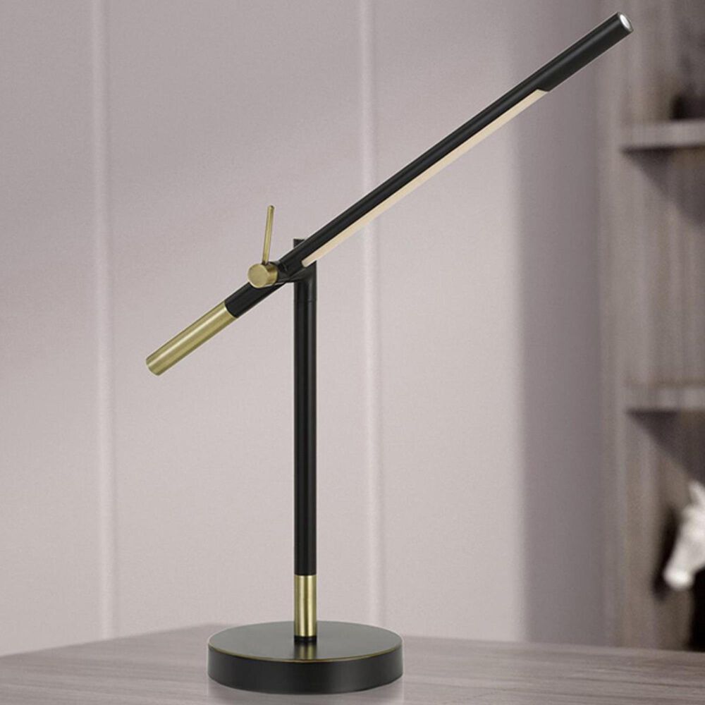 Cal Lighting Virton Adjustable Desk Lamp in Black/Antique Brass, , large
