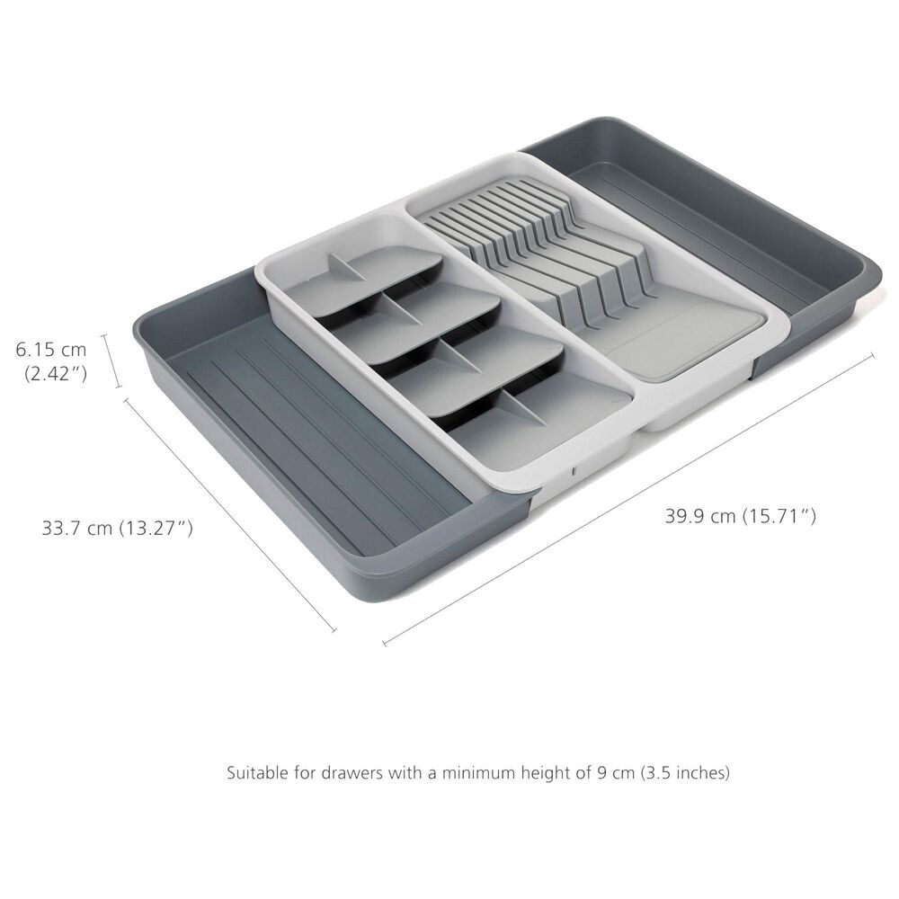Joseph Joseph DrawerStore Expanding Tiered Cutlery, Utensil, Gaget and Knife Organizer in Grey and Stone, , large