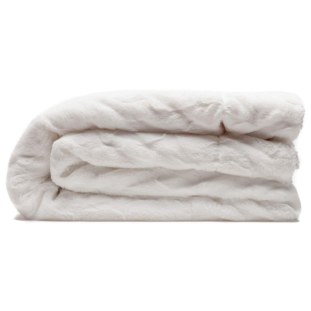 50" x 65" Wolf Faux Fur Throw Blanket in White, , large