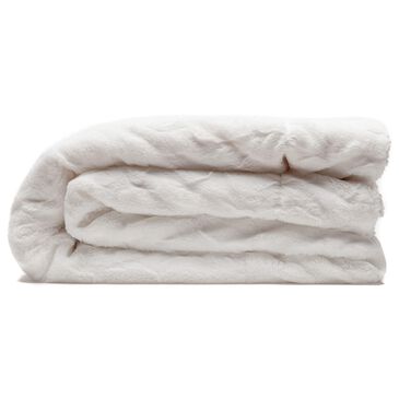 Chanasaya Home 50" x 65" Wolf Faux Fur Throw Blanket in White, , large