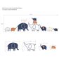 Lambs and Ivy Playful Elephant Wall Decals in Indigo Blue,White and Caramel, , large