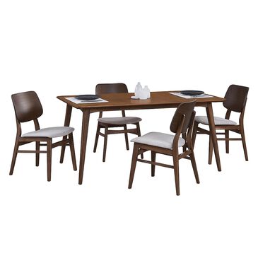 New Heritage Oscar 5-Piece Rectangular Dining Set in Natural Walnut, , large