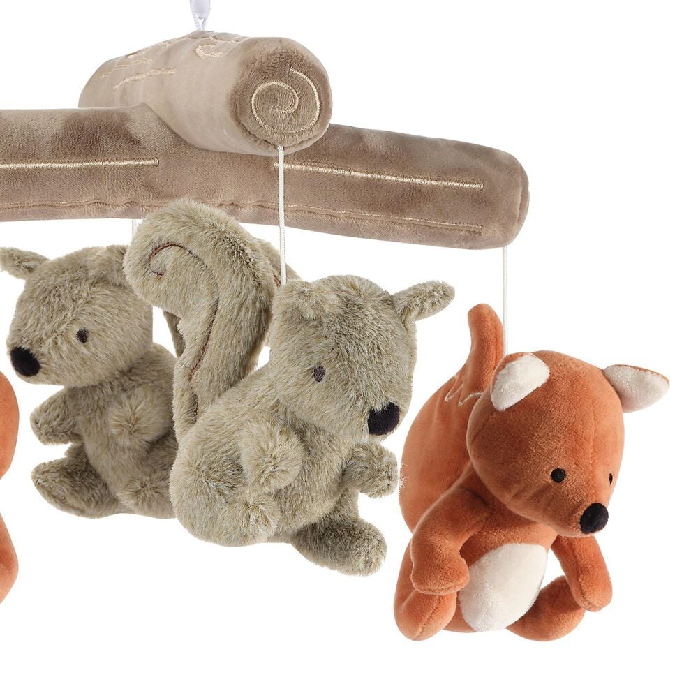 Lambs &amp; Ivy Treetop Fox Musical Baby Crib Mobile in Brown, Gray and Cream, , large