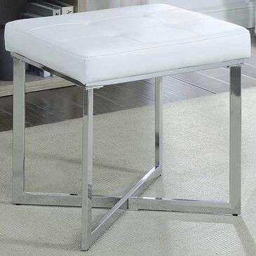 Carolina Cottage Lizzie Vanity Bench in White/Chrome, , large