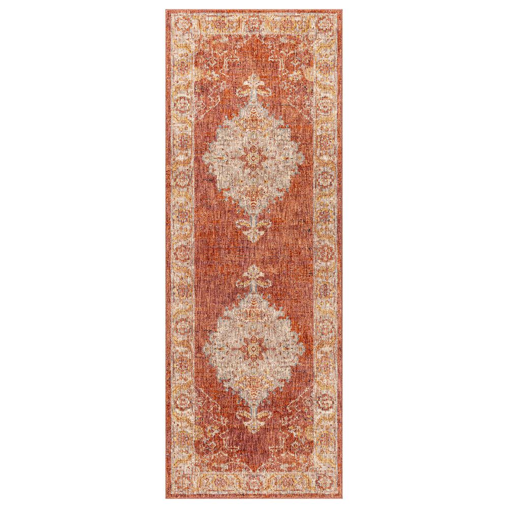 Surya Mirabel MBE-2318 2"7" x 10" Burnt Orange, Rust, Teal, Olive, Gray and Beige Runner, , large
