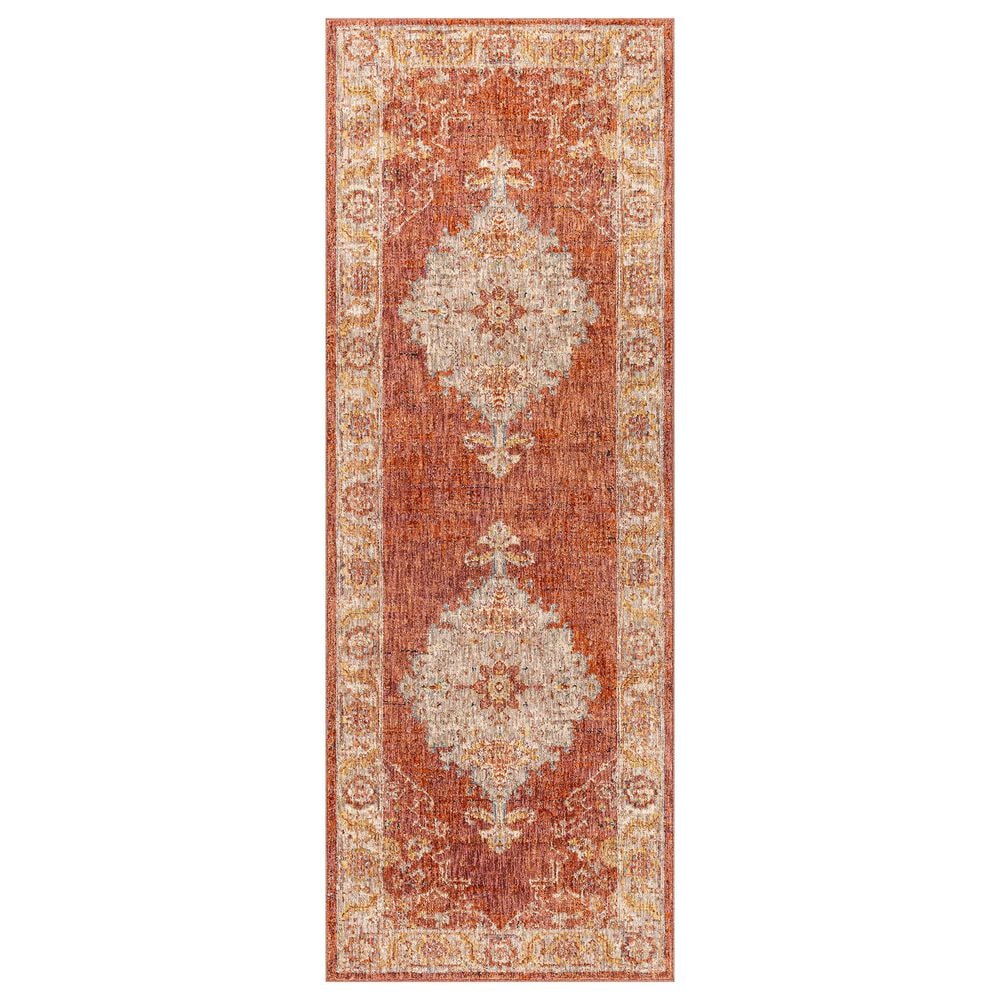 Surya Mirabel MBE-2318 2"7" x 10" Burnt Orange, Rust, Teal, Olive, Gray and Beige Runner, , large