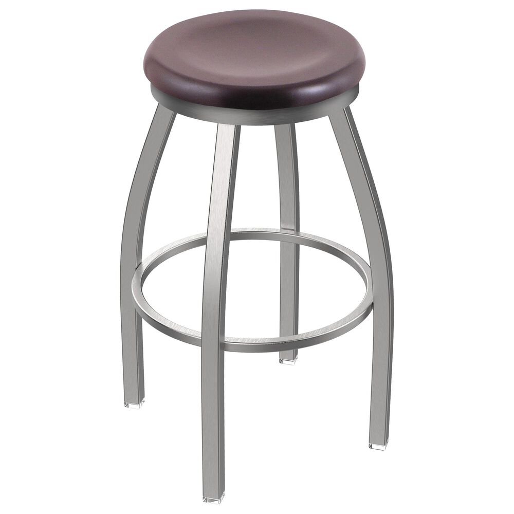 Holland Bar Stool 802 Misha 25" Swivel Counter Stool with Stainless and Dark Cherry Maple Seat, , large