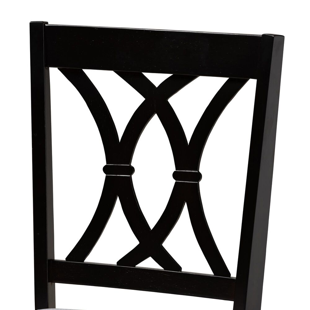 Baxton Studio Reneau Side Chair with Grey Cushion in Espresso Brown (Set of 2), , large