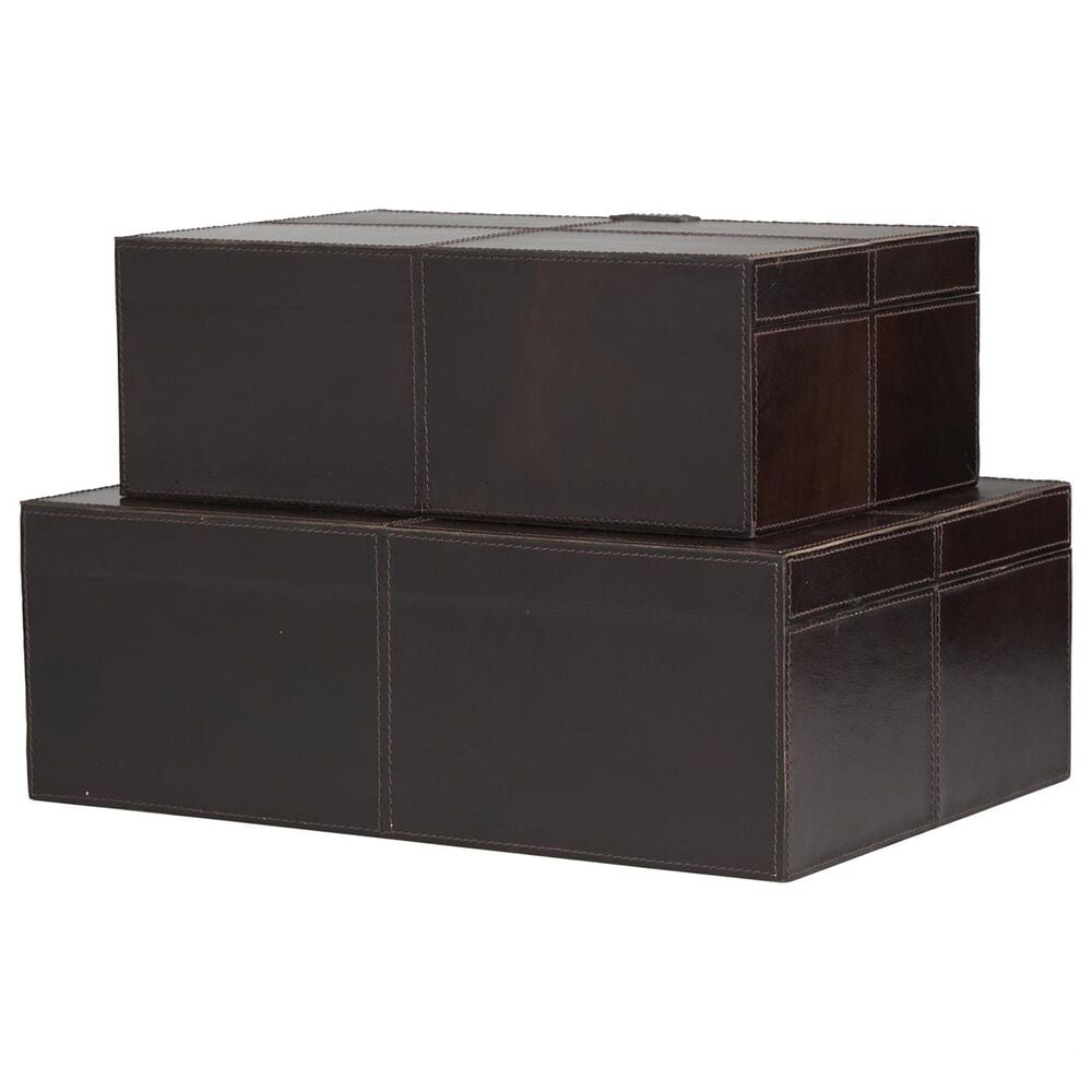 Maple and Jade 17.5&quot; 2-Piece Handmade Storage Decorative Box Set in Dark Brown, , large