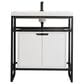 James Martin Vanities Boston 31.5" Single White Door Bathroom Vanity in Matte Black with 3 cm White Glossy Resin Countertop and Rectangular Sink, , large