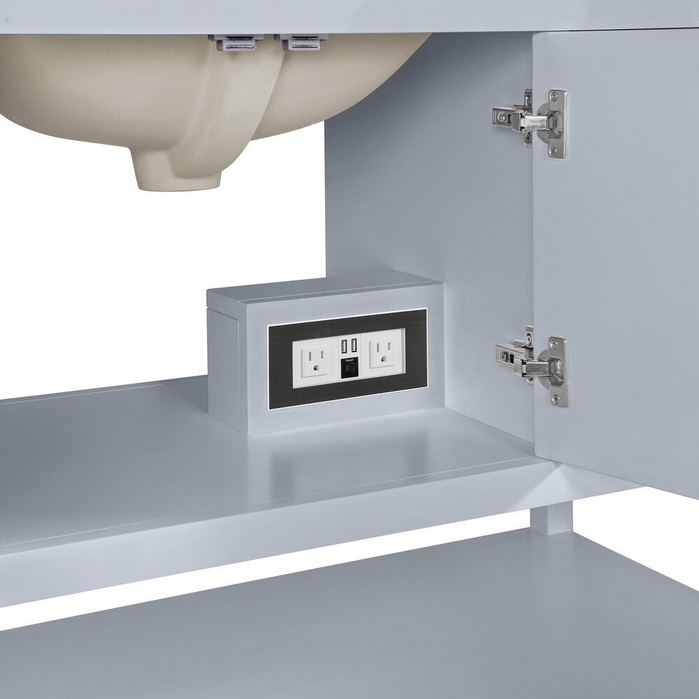 37B Ravello 48" Single Bathroom Vanity Cabinet in Soft Blue with Marble Top and Backsplash, , large