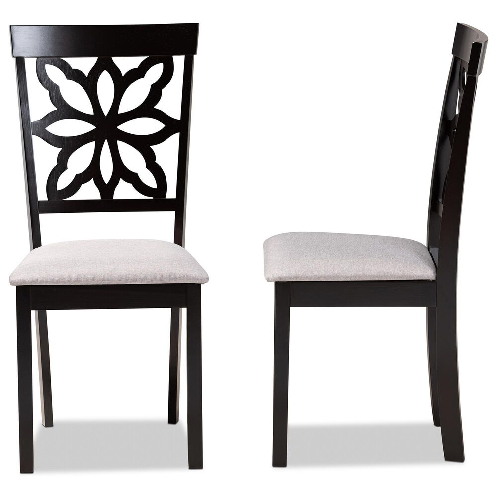 Baxton Studio Samwell Side Chair with Grey Cushion in Dark Brown (Set of 2), , large