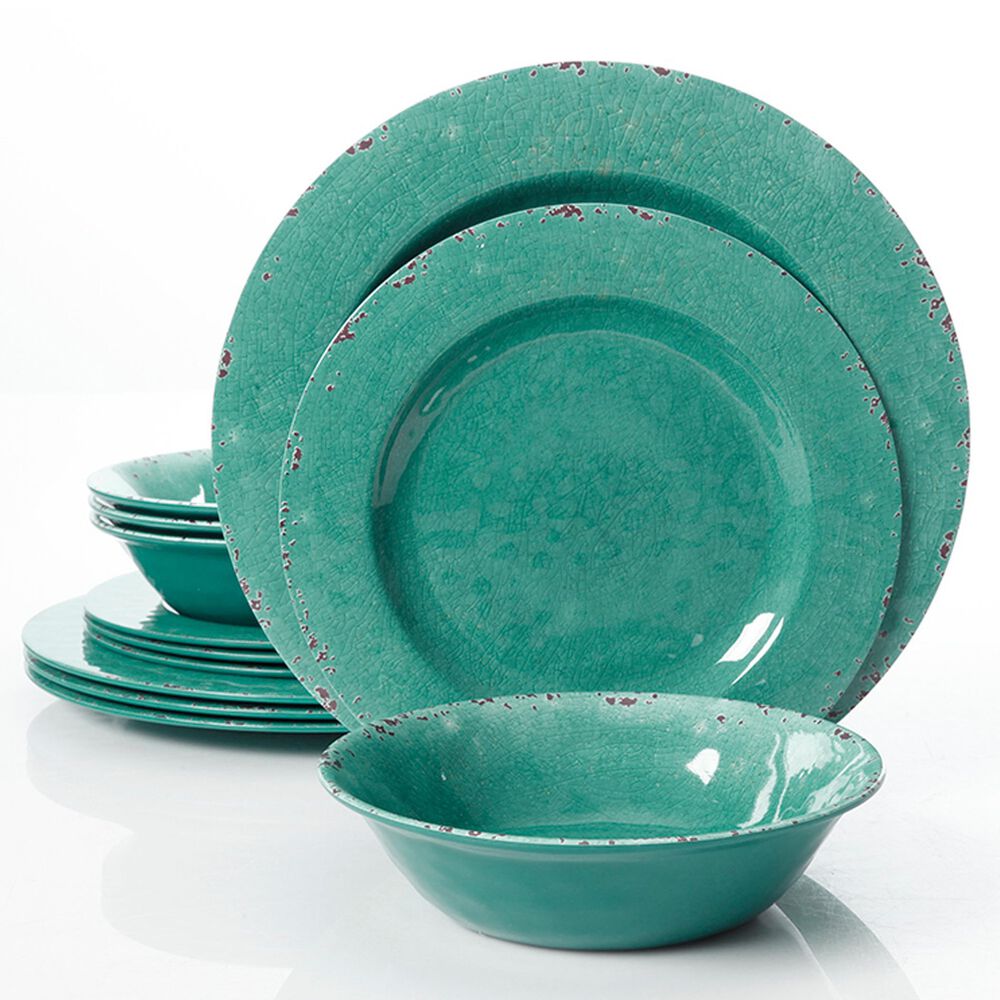 Laurie Gates Mauna Crackle 12-Piece Dinnerware Set , , large
