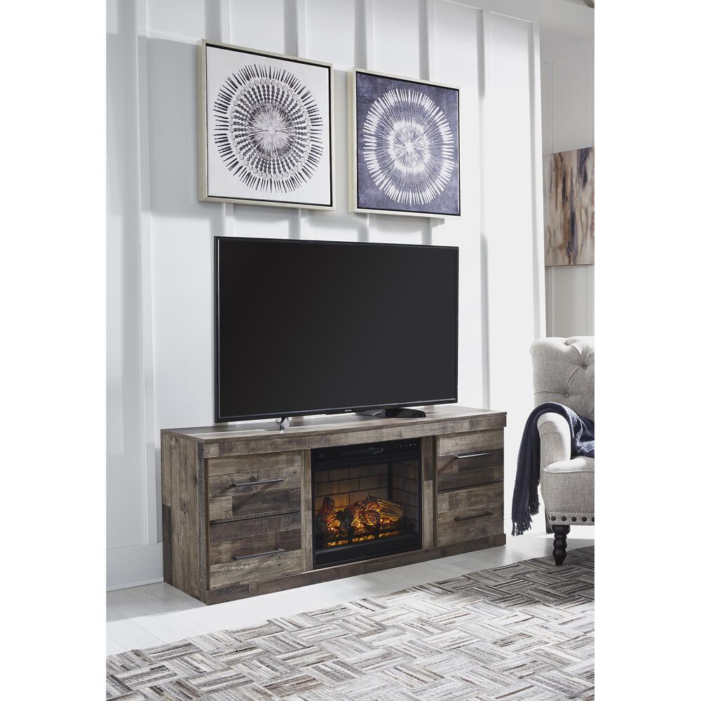Ashley Derekson 60&quot; TV Stand with Electric Fireplace Insert in Multi Gray, , large