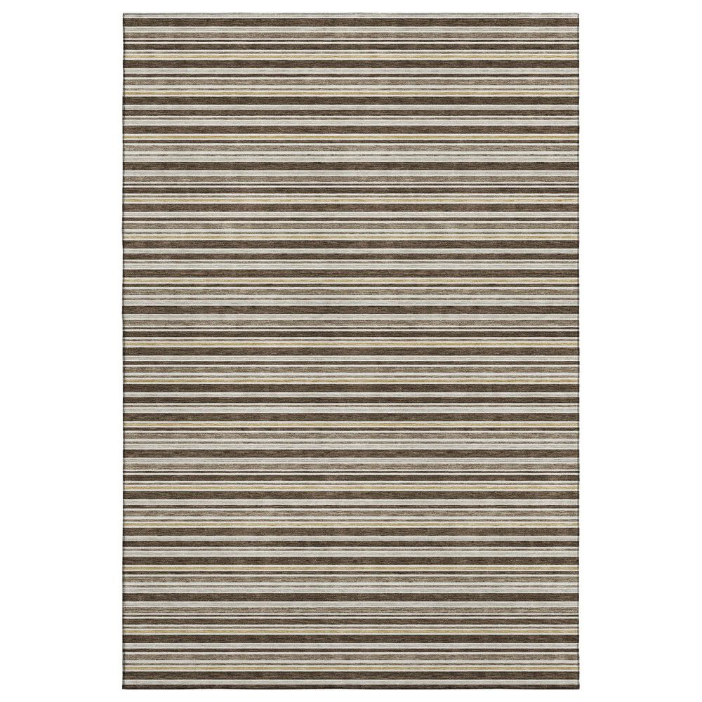 Dalyn Rug Company Soft Essentials Striped Chocolate 10" x 14" Indoor/Outdoor Area Rug, , large